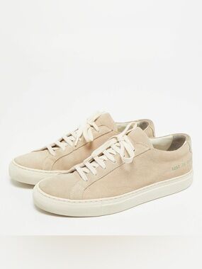 Common Projects Achilles Size 37 Beige Suede Lace Up Sneakers